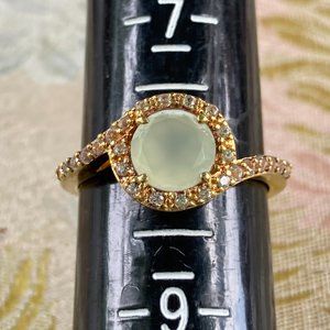 PA vermeil blue chalcedony ring with CZ gems